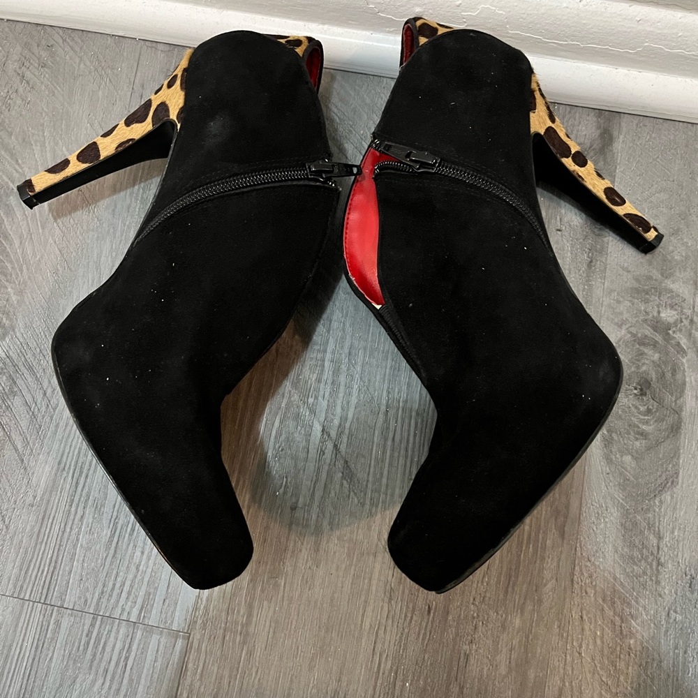 Nine West Leopard Suede Booties